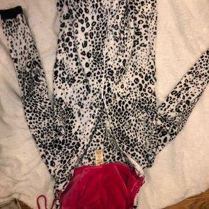 Leopard print/ pink onesie pajamas